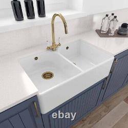 LSC Butler 795 2.0 Bowl Fireclay Ceramic Kitchen Sink & Gold Waste