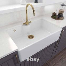 LSC Butler 795 TL 1.0 Bowl Fireclay Ceramic Kitchen Sink & Gold Waste