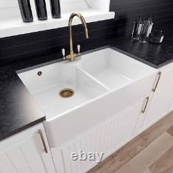 LSC Butler 895 2.0 Bowl Fireclay Ceramic Kitchen Sink & Gold Waste