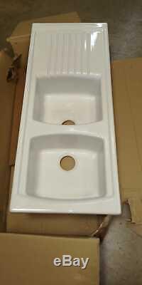 LUNA CERAMIC KITCHEN SINK 2 BOWL INCLUDING WASTE AND PLUMBING2ND (chlo 0031)