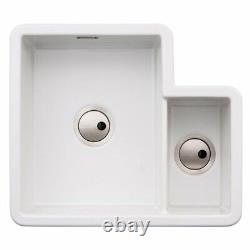 L-Shape Sink 1.5B Ceramic Undermount Inset White Left Hand One Half Bowl Abode