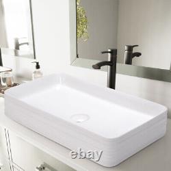 Large Bathroom Basin Sink Rectangular Hand Wash Countertop Ceramic Bowl Vanity
