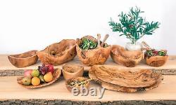 Large Luxury Food Bowl Olive Wood Rustic Handmade Round Fruit Salad Serving Dish