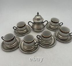 Lavorazione Mano 6 Espresso Cappuccino Cups & Saucers with Sugar Bowl (AN 8017)