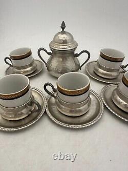 Lavorazione Mano 6 Espresso Cappuccino Cups & Saucers with Sugar Bowl (AN 8017)