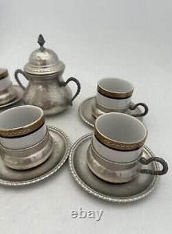 Lavorazione Mano 6 Espresso Cappuccino Cups & Saucers with Sugar Bowl (AN 8017)