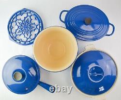 Le Creuset Blue Lot Pan, Casserole, Lids, Mixing Bowl, Trivet MW4