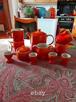 Le Creuset Breakfast Set x4 Mugs, Egg Cups, Milk Jug, Sugar Bowl & Grand Teapot