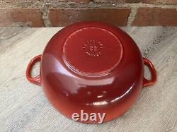 Le Creuset Casserole Soup Bowl Dish Cast Iron Red 22