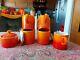 Le Creuset Milk Jug, Sugar Bowl & 4 Mugs in Volcanic Orange