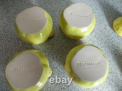 Le Creuset Mini Stoneware Set of 4 Petit Pear Casserole Cocotte Dish 12 oz EUC