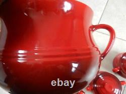 Le Creuset Red Ceramic Casserole/soup Pot And 4 Lidded Bowls Excellent Condit