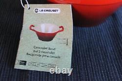 Le Creuset Stoneware Cerise Cassoulet x4 26 oz Noodle Bowls NEW RETIRED