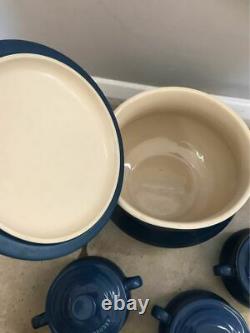 Le Creuset Stoneware Soup casserole dishes blue colour 6 bowl set A+++ condition