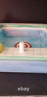 Lotus Vintage Ceramic Pool Chip And Dip Party Bowl Set Htf