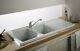 Luna Ceramic Kitchen Sink 2 Bowl Pure White Including Waste And Plumbing