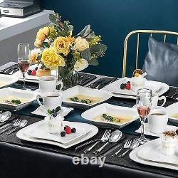 MALACASA Elvira 32pcs Ceramic Dinner Set Kitchen Dessert Plates Soup Bowls Mugs