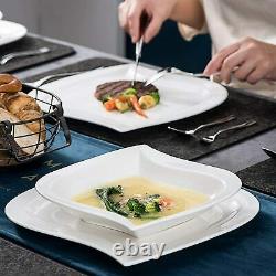 MALACASA Elvira 32pcs Ceramic Dinner Set Kitchen Dessert Plates Soup Bowls Mugs