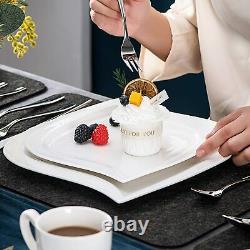 MALACASA Elvira 36 Kitchen Dinnerware Set Plates Cereal Bowl Coffee Cups Saucers