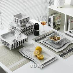 MALACASA Flora Grey 56pc Porcelain Dinner Set Kitchen Dinning Plates Bowls Mugs