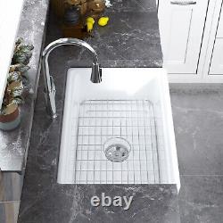 MEJE 30x20 Double Bowl Workstation Kitchen Sink Ceramic Farmhouse White