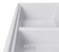 MEJE 33x20 Double Bowl Workstation Kitchen Sink Ceramic Farmhouse White