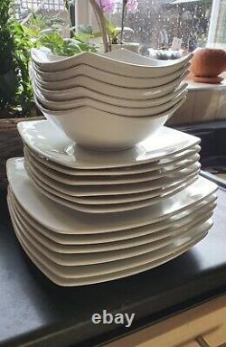 M&S ANDANTE SQUARE 18 X PC Dinner Plates/side plates/ bowls in White