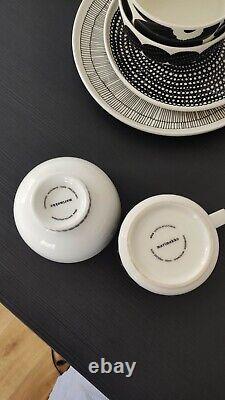 Marimekko Set, 2 Plates, 3 Bowls, 1 Cup. Series Oiva Siirtolapuutarha