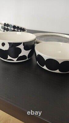 Marimekko Set, 2 Plates, 3 Bowls, 1 Cup. Series Oiva Siirtolapuutarha