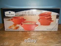Member's Mark Set Of 4 Persimmon Color Tuscan Bowls New