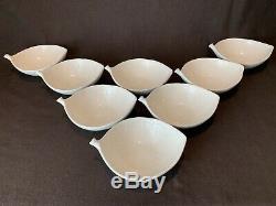 Michael Aram White Porcelain Ceramic Leaf Cereal Soup Salad Bowl 7 3/8 L Set 8