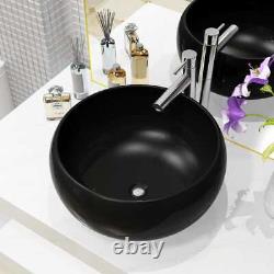 Modern Bathroom Ceramic Sink Basin Washing Bowl with Overflow Hole Round New
