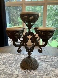 NEW GG Collection Gracious Goods Acanthus Epergne Metal with Ceramic Bowls