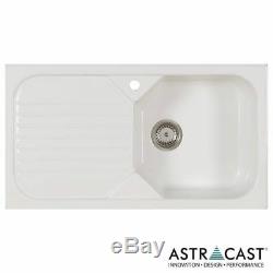 New Astracast Swale 1.0 Bowl White Ceramic Kitchen Sink + Waste & Pluming kit