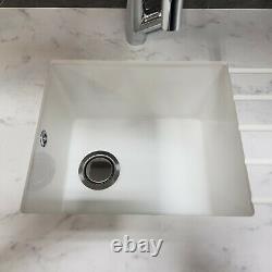 New Square 1 Bowl Ceramic Kitchen Sink White Pop up waste Inc Waste & Overflow