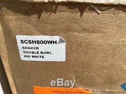 New in Box Shaws SCSH 800wh Kitchen Butler ceramic white sink double bowl incvat