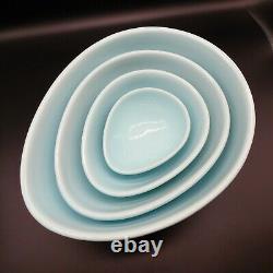 Nigella Lawson Light Blue Egg Shaped Ceramic Nesting Mixing Bowls Set of 4