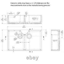 Nuie Fireclay White Ceramic 2.0 Bowl Butler Kitchen Sink BU121AS36D