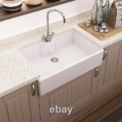 Nuie Oxford Ceramic Kitchen Sink 1.0 Bowl 795mm L x 500mm W White