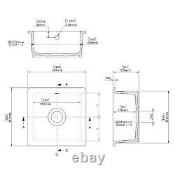 Nuie Undermount Fireclay Kitchen Sink Inset Single Bowl with Overflow 457mm