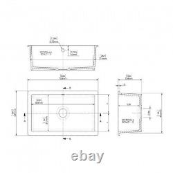 Nuie Undermount Fireclay Kitchen Sink Inset Single Bowl with Overflow 763mm