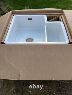 PAROS 1.5 Bowl Under mount Ceramic 520x600 Sink + Waste Kit WHITE WREN