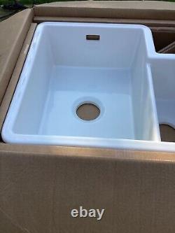 PAROS 1.5 Bowl Under mount Ceramic 520x600 Sink + Waste Kit WHITE WREN