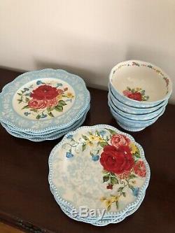 Pioneer Woman Sweet Rose 12 Pc Place Setting 4 Dinner 4 Salad 4 Bowls NEW
