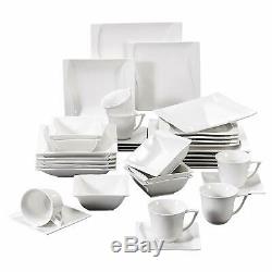 Porcelain Ceramic Crockery Dinner Set Desert Soup Plates Cereal Bowls Mugs Set