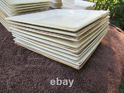 Pottery Barn ASIAN SQUARE PUTTY color 9 Dinner 7 bowl 12 Salad Plate Japan LOT