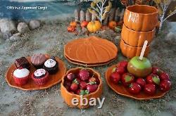 Pottery Barn Figural Pumpkin Plates & Bowls (orange) -nib- Fall Into Great Shape