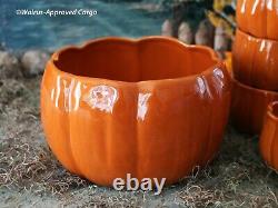Pottery Barn Figural Pumpkin Plates & Bowls (orange) -nib- Fall Into Great Shape