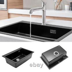 Quartz Stone 1.0 Bowl Kitchen Sink with Drainer Waste Kit Inset Bowls 73.5cm UK