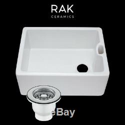 RAK 1.0 Bowl Ceramic Belfast Butler Kitchen Sink FREE Mini Basket Strainer Waste